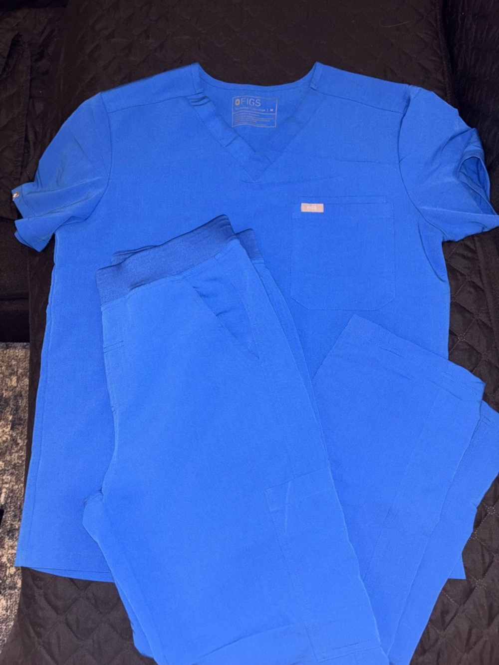 FIGS V-Neck Scrub Top and Pants in Royal Blue